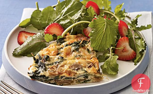 Pilz-Spinat-Frittata mit geräuchertem Gouda