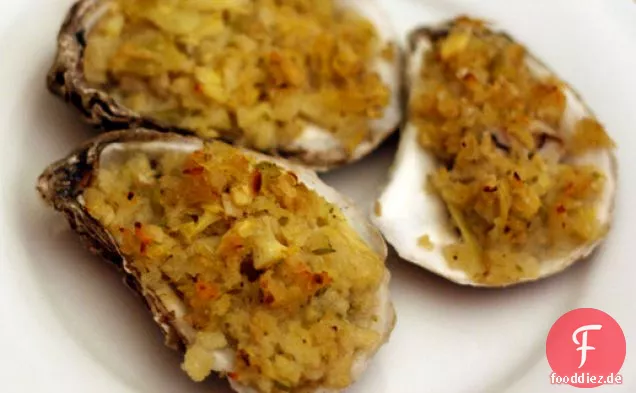 Abendessen heute Abend: Alton Browns gebackene Austern mit Artischocken und Panko-Krümeln