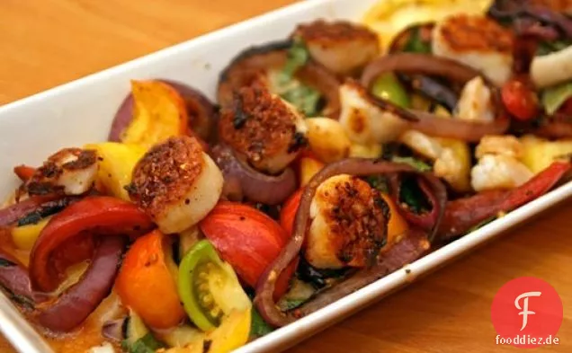 Abendessen heute Abend: Jakobsmuscheln alla Caprese