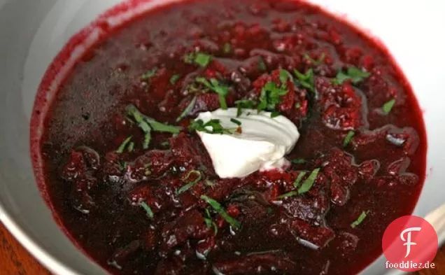 Abendessen heute Abend: Gebratene Rüben und Kartoffel Borschtsch