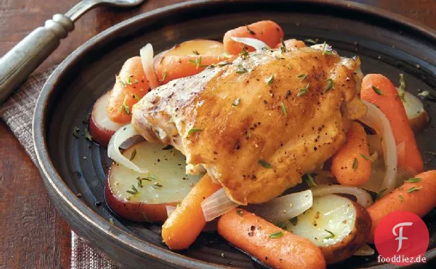 Huhn mit Karotten und Kartoffeln