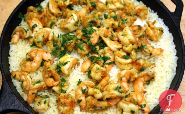 Madhur Jaffreys Garnelen Biryani