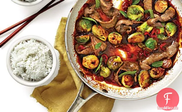 Rindfleisch-und-Rosenkohl Stir-fry
