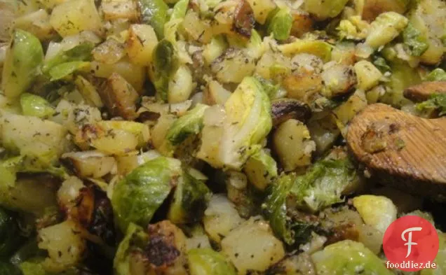 Kochen Sie das Buch: Rosenkohl-Kartoffel-Hash