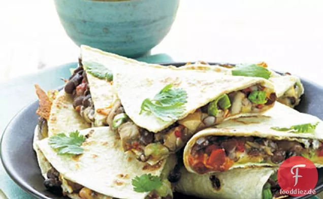 Portobello-und Schwarze Bohnen-Quesadillas