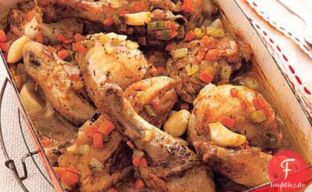 Huhn mit 40 Knoblauchzehen