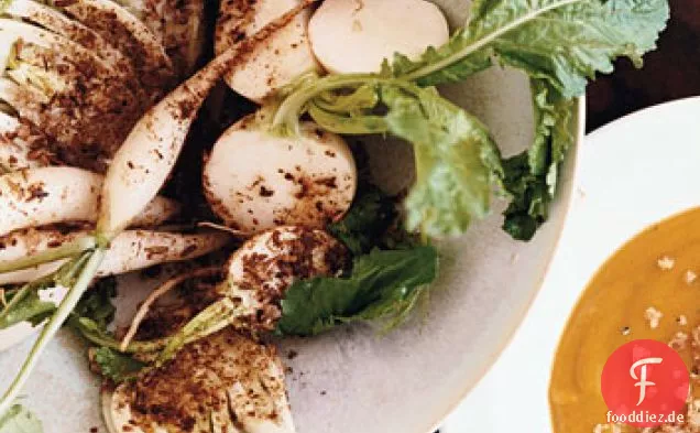 Fenchel und Rübe Crudites Mit Fenchel Salz