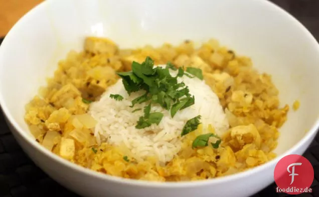 Abendessen heute Abend: Rote Linsen und Tofu Curry