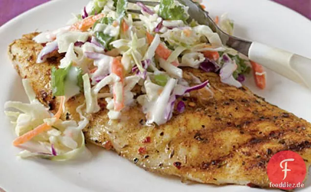 Jerk-geriebener Wels mit würzigem Cilantro Slaw