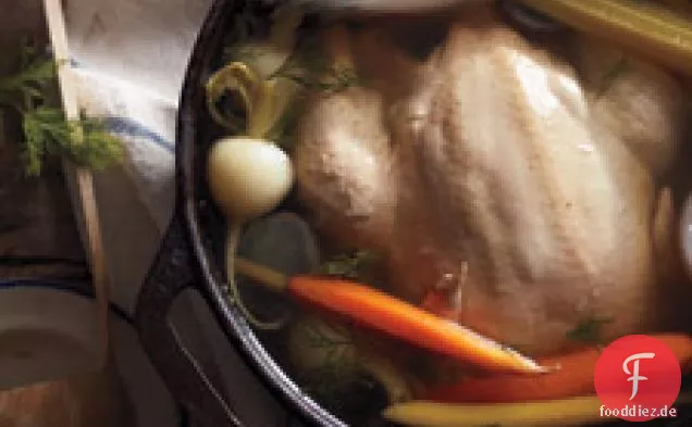 Gekochtes Huhn mit Wurzelgemüse