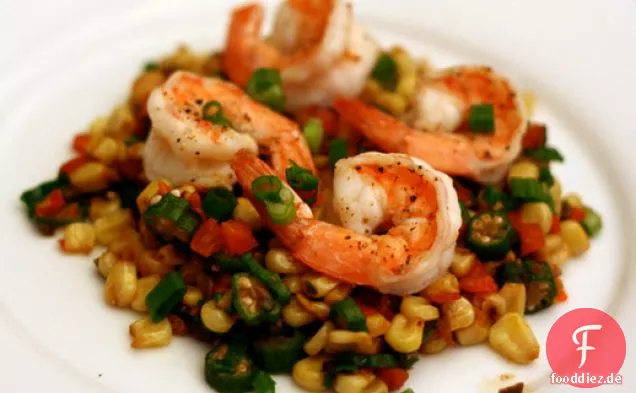 Abendessen heute Abend: Maque Choux mit Garnelen
