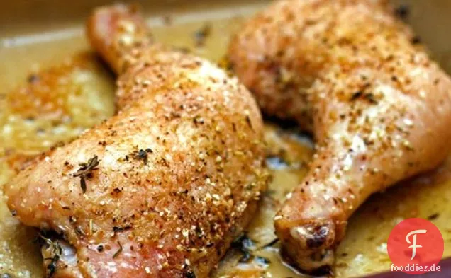 Abendessen heute Abend: Kräuter-gebratenes Huhn mit Knoblauchpulver