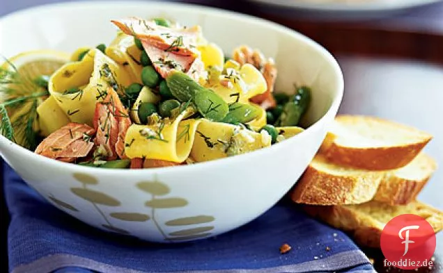 Bandnudeln Mit Spargel und Lachs