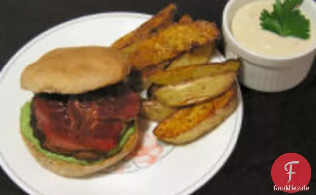 Meat Lite: Portobello Burger mit knusprigem Schinken und Rucola Mayo