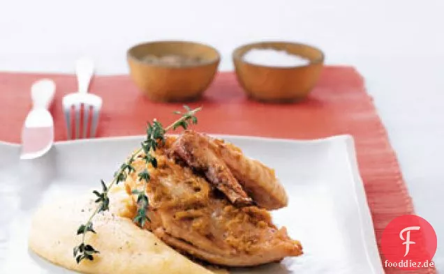 Gebratenes Huhn mit Knoblauchconfit