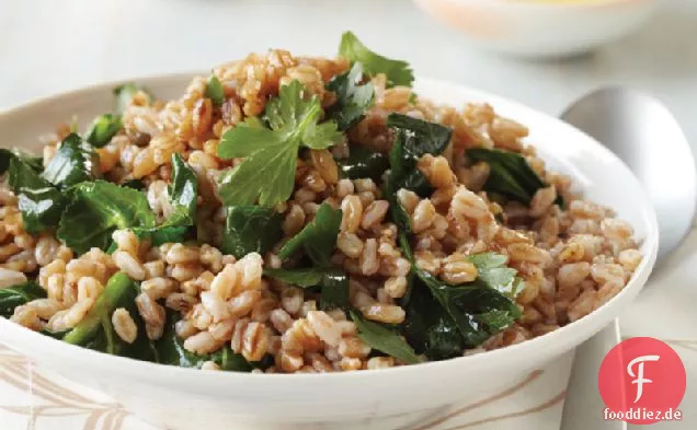 Gerösteter Farro mit Gemüse und Tahini