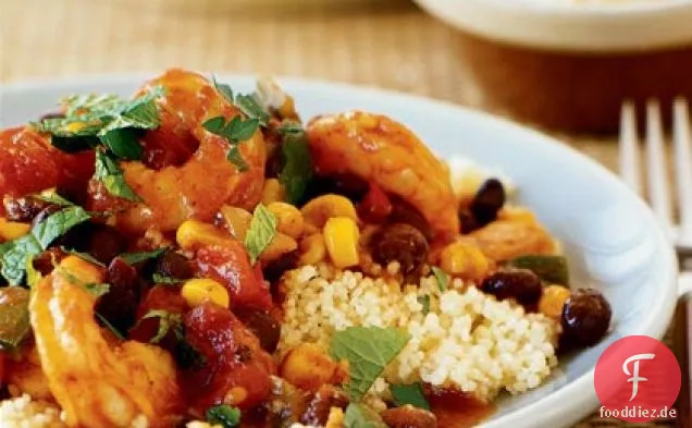 Garnelen-und Gemüse-Tajine mit Couscous