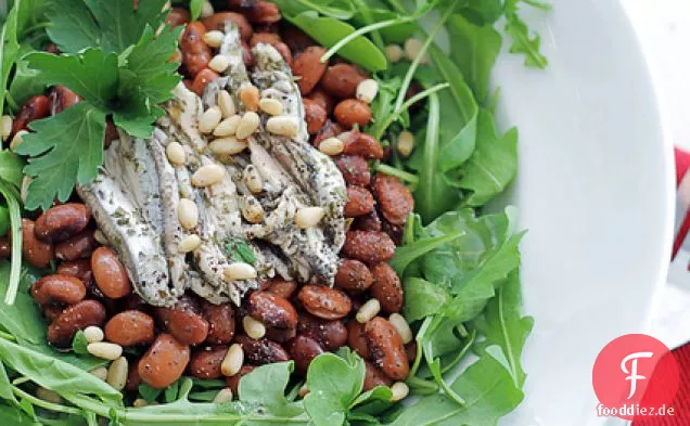 Sardellen, Bohnen und Rucola