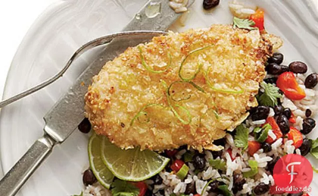 Honig-Limetten-Hühnchen mit Kokos-schwarzem Bohnenreis