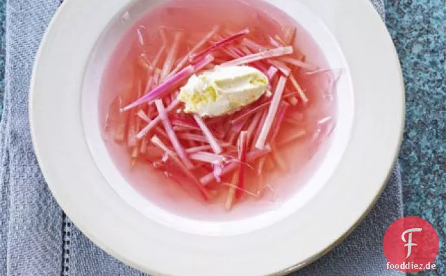 Gelierte Rhabarber-Vanille-Suppe