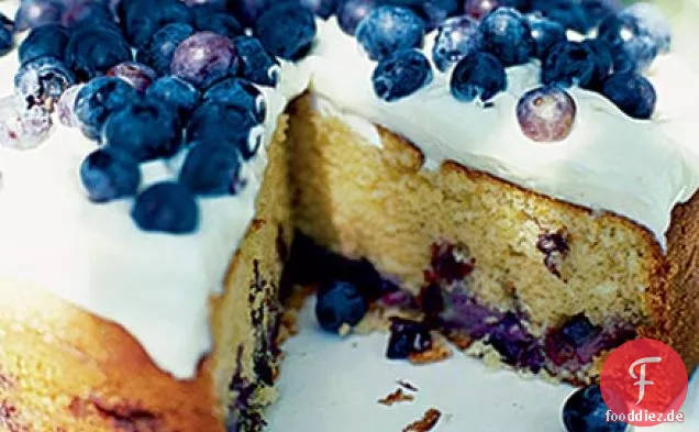Blueberry Sauerrahm Kuchen mit Käsekuchen Zuckerguss