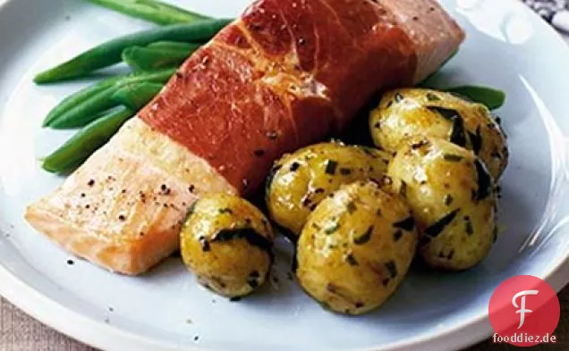 Pancetta-eingewickelter Lachs