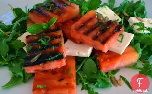Gegrillter Wassermelonensalat mit Feta,Minze und Limette