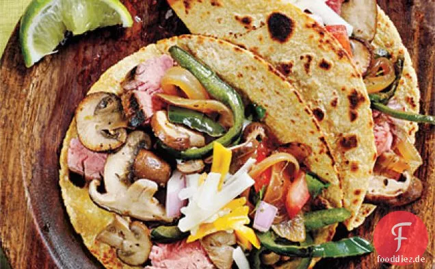 Wildpilz, Flankensteak und Poblano Tacos