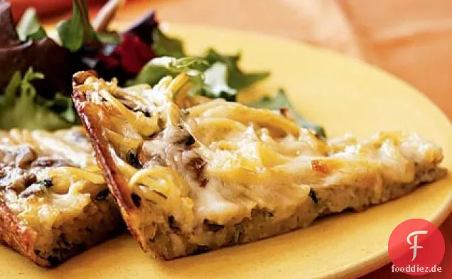 Frittata mit Pilzen, Linguine und basilikum