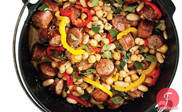 Wurst und Bohnen Dutch-Ofen-Eintopf