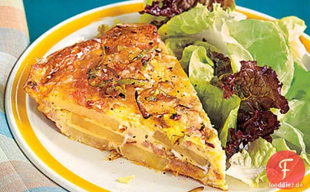 Kartoffel, Lauch und Truthahn Frittata