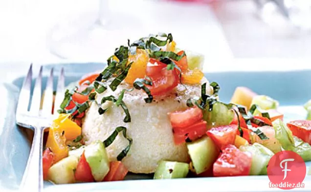 Parmesan-Flans mit Tomaten und basilikum