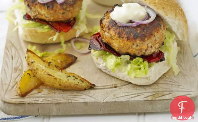 Schweineburger mit Herby Chips