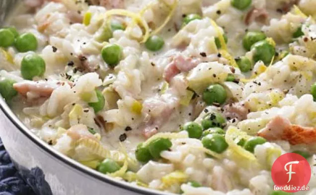 Ofengebackenes Lauch-Speck-Risotto