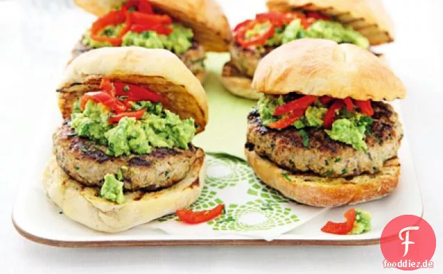 Türkei & Koriander-Burger mit guacamole