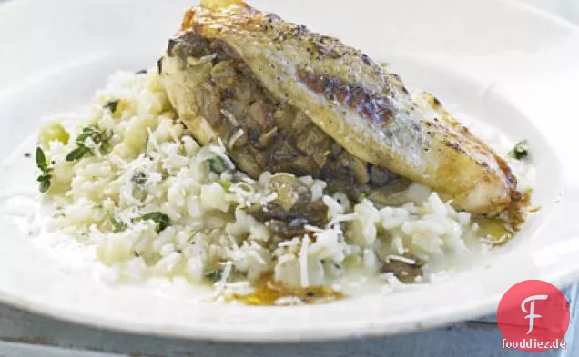 Pilz-gefülltes Huhn mit Zitronen-Thymian-Risotto