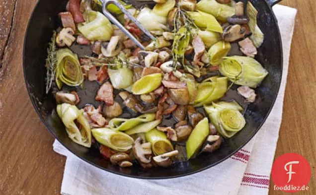 Lauch mit Speck & Pilzen