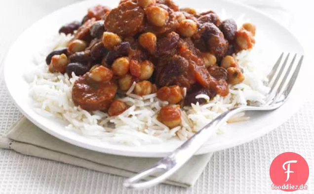 Schnelle Bohnen & chorizo Chili