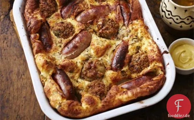 Wurst & Füllung toad-in-the-hole mit Zwiebel Soße