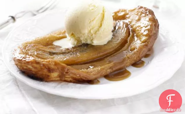 Gesalzene Karamell-Bananen-Tatins mit Crème Fraîche-Eis
