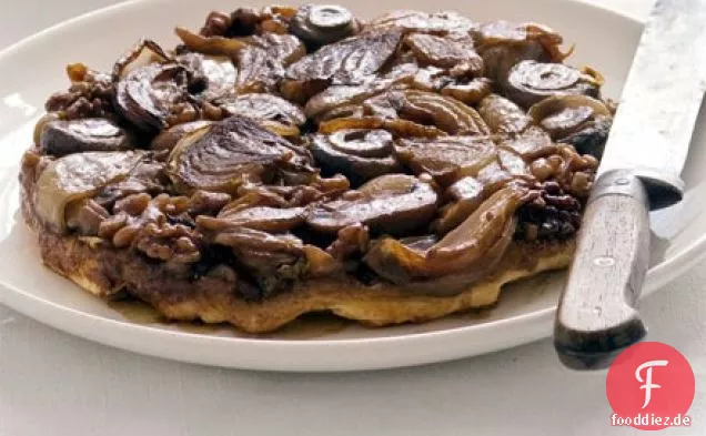Zwiebel, Walnuss & Pilz-tarte tatin