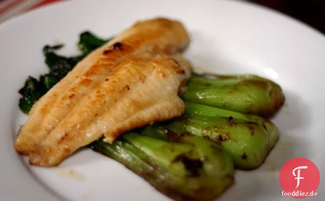 Abendessen heute Abend: Miso-glasierter Wels und Baby Bok Choy