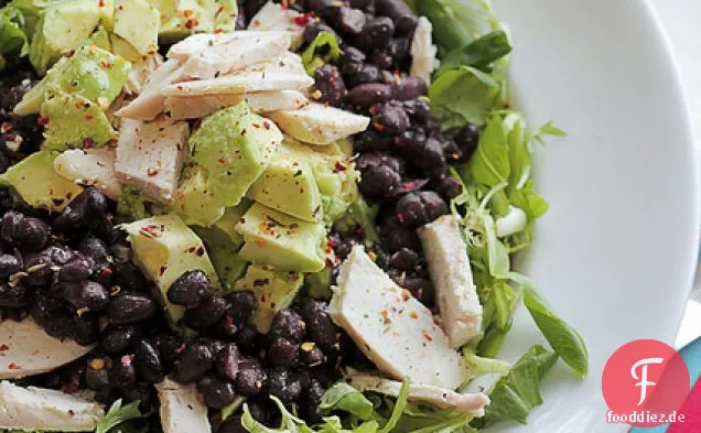 Huhn, Avocado und schwarze Bohnen