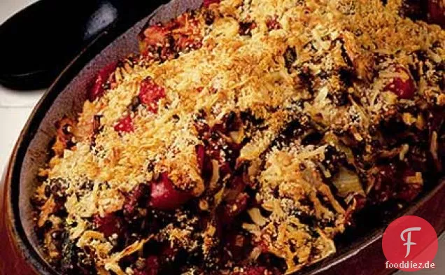 Gratin aus Weißkohl & Linsen in einer provenzalischen Sauce
