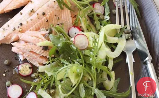 Gebackene Forelle mit Fenchel, Rettich & Rucola