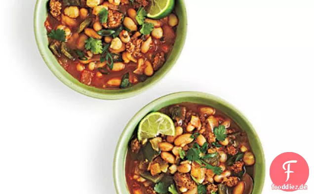 Weiße Bohne und Hominy Chili
