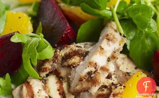 Senf gegrilltes Huhn, Rote Beete & Orangensalat