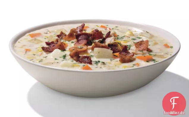 New England Clam und Mais Chowder mit Kräutern