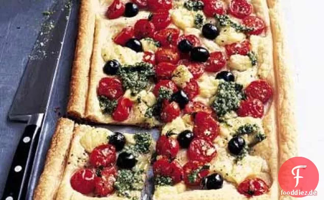 Käse, Tomaten & Pesto Torte