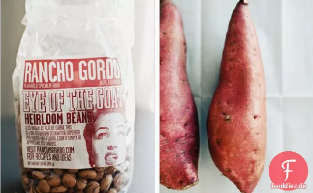 Gebackene Süßkartoffeln mit Chilibohnen